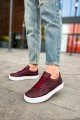 CH015 First Edition Erkek Günlük Bağcıklı Cilt Spor Sneaker Ayakkabı CBT Bordo