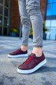 CH043 Cowien Erkek Günlük Bağcıklı Cilt Spor Sneaker Ayakkabı CBT Bordo