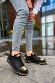 CH183 Jet Setter Mirror Erkek Günlük Bağcıklı Cilt Spor Sneaker Ayakkabı CST Siyah/Gold