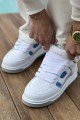 CH2410 Avax Erkek Günlük Bağcıklı Cilt Spor Sneaker Ayakkabı CBT Beyaz/Mavi