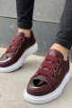 CH251 Mirror Erkek Günlük Lastikli Cilt Spor Sneaker Ayakkabı CBT Bordo