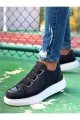 CH251 Mirror Erkek Günlük Lastikli Cilt Spor Sneaker Ayakkabı CBT Siyah