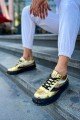 CH975 Majesty Erkek Günlük Bağcıklı Rugan Spor Sneaker Ayakkabı RST Gold