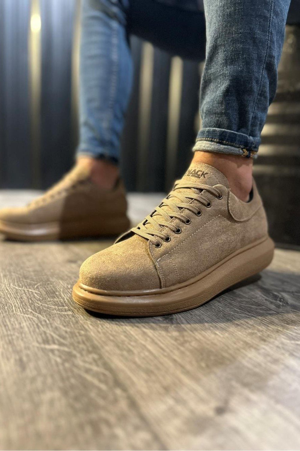 KN044 Erkek Günlük Bağcıklı Süet Spor Sneaker Ayakkabı SCT Camel