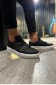 KN999 Erkek Günlük Bağcıklı Cırtlı Cilt Spor Sneaker Ayakkabı CBT Siyah